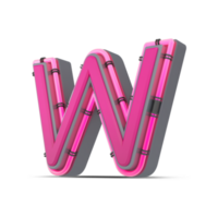 3d roze alfabet met neon licht, 3d renderen png