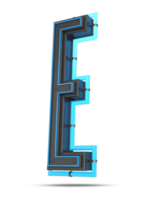 3D Alphabet with blue neon light effect, 3d rendering png