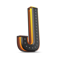 3D alphabet with pin decoration and neon light effect, 3d rendering png