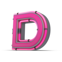 3D pink alphabet with neon light, 3d rendering png