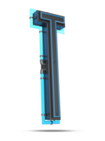 3d alphabet avec bleu néon lumière effet, 3d le rendu png