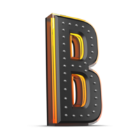 3D alphabet with pin decoration and neon light effect, 3d rendering png