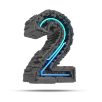 3d spaceship number with neon light effect, 3d rendering png