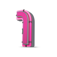 3D pink number with neon light, 3d rendering png