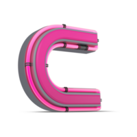 3D pink alphabet with neon light, 3d rendering png