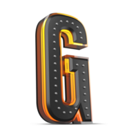 3D alphabet with pin decoration and neon light effect, 3d rendering png