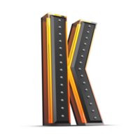 3D alphabet with pin decoration and neon light effect, 3d rendering png