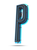 3d alfabeto com azul néon luz efeito, 3d Renderização png