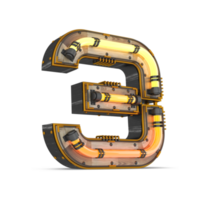 3D wooden number with neon light effect, 3d rendering png