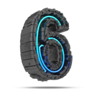 3d spaceship number with neon light effect, 3d rendering png