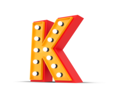 3d Alphabet Broadway Stil mit Licht Birne, 3d Rendern png