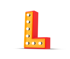 3d alphabet Broadway style with light bulb, 3d rendering png