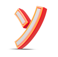 rojo 3d alfabeto Japón estilo con naranja neón luz, 3d representación. png