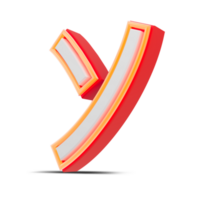 Red 3D alphabet  japan style with orange neon light, 3d rendering. png