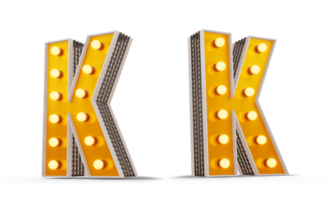 Broadway style light bulb alphabet, 3d rendering png