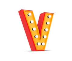 3d alphabet Broadway style with light bulb, 3d rendering png