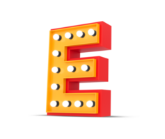 3d alphabet Broadway style avec lumière ampoule, 3d le rendu png