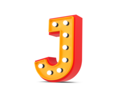 3d alphabet Broadway style with light bulb, 3d rendering png
