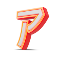 Red 3D alphabet  japan style with orange neon light, 3d rendering. png