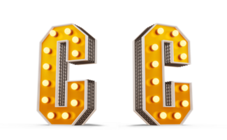 Broadway estilo ligero bulbo alfabeto, 3d representación png