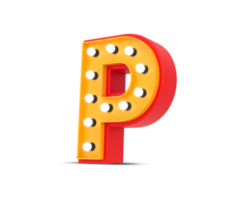 3d alphabet Broadway style with light bulb, 3d rendering png