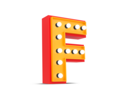 3d alphabet Broadway style with light bulb, 3d rendering png