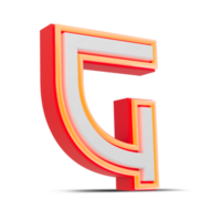 Red 3D alphabet  japan style with orange neon light, 3d rendering. png