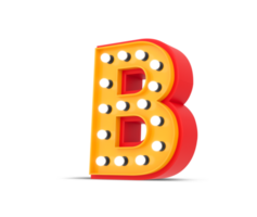 3d alphabet Broadway style with light bulb, 3d rendering png