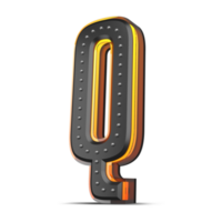 3D alphabet with pin decoration and neon light effect, 3d rendering png