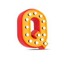 3d alphabet Broadway style with light bulb, 3d rendering png