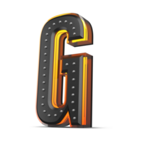 3D alphabet with pin decoration and neon light effect, 3d rendering png