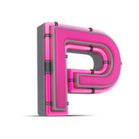 3D pink alphabet with neon light, 3d rendering png