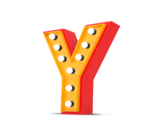 3d alphabet Broadway style avec lumière ampoule, 3d le rendu png