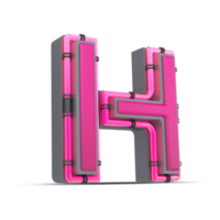 3D pink alphabet with neon light, 3d rendering png