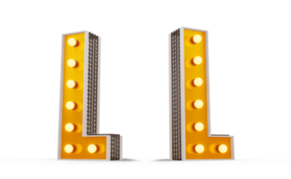 Broadway Stil Licht Birne Alphabet, 3d Rendern png