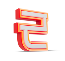 Red 3D Number  japan style with orange neon light, 3d rendering. png