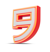 Red 3D Number  japan style with orange neon light, 3d rendering. png