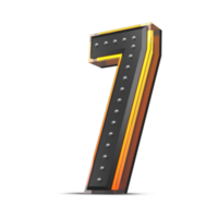 3D number with pin decoration and neon light effect, 3d rendering png