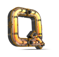 3d en bois alphabet avec néon lumière effet, 3d le rendu png