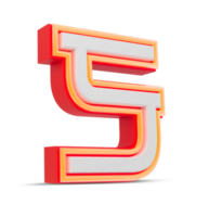 Red 3D Number  japan style with orange neon light, 3d rendering. png