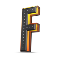 3D alphabet with pin decoration and neon light effect, 3d rendering png