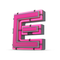 3d Rosa Alphabet mit Neon- Licht, 3d Rendern png