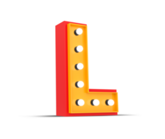 3d Alphabet Broadway Stil mit Licht Birne, 3d Rendern png