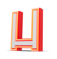 Red 3D alphabet  japan style with orange neon light, 3d rendering. png