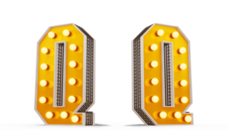 Broadway style lumière ampoule alphabet, 3d le rendu png