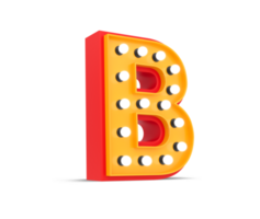 3d alphabet Broadway style with light bulb, 3d rendering png