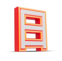 Red 3D Number  japan style with orange neon light, 3d rendering. png