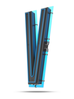 3d alfabet met blauw neon licht effect, 3d renderen png