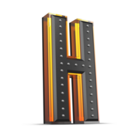 3D alphabet with pin decoration and neon light effect, 3d rendering png