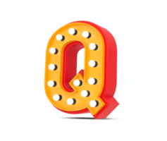 3d alphabet Broadway style with light bulb, 3d rendering png